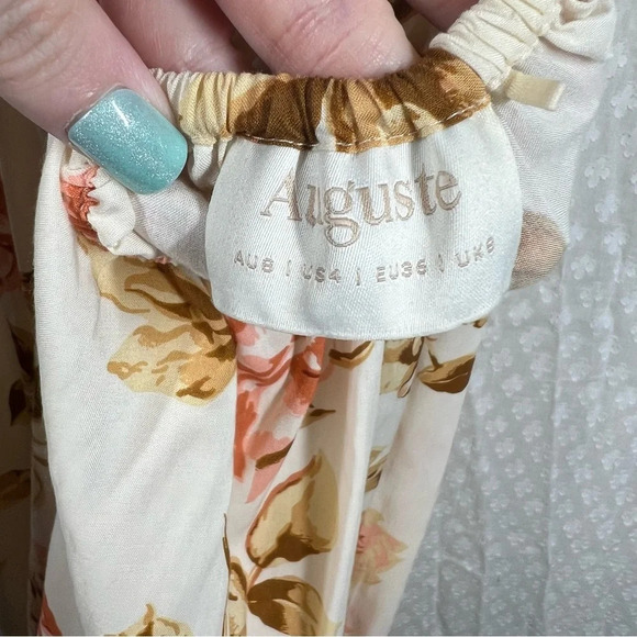 Auguste Cream Pink Floral Tie Open Back Dress - Picture 3 of 5